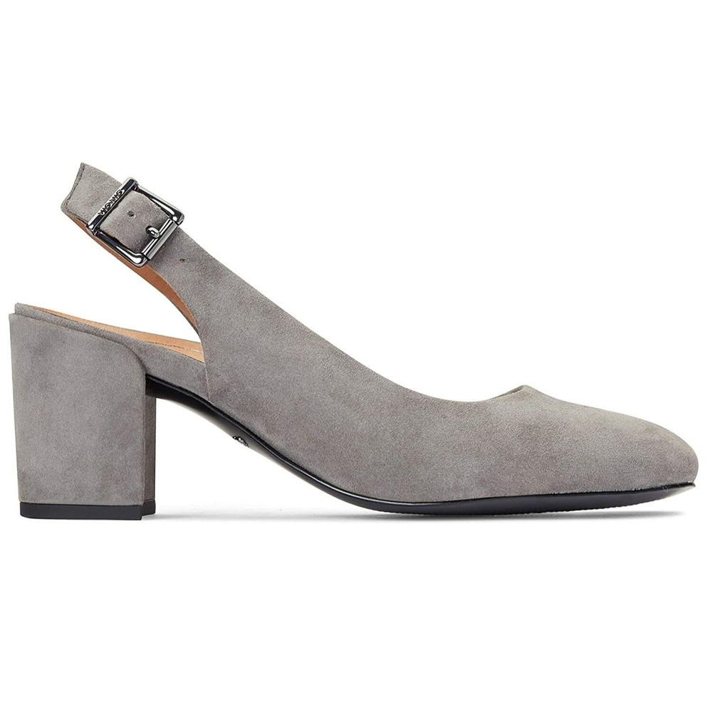 Vionic Nareen Backstrap Block Heel Gray Suede Lea… - image 1